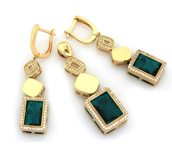 Złoty komplet 585 kolczyki zawieszka z rubinem 3,06 g