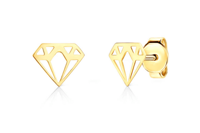 złote kolczyki delikatne origami