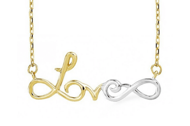 złoty naszyjnik love