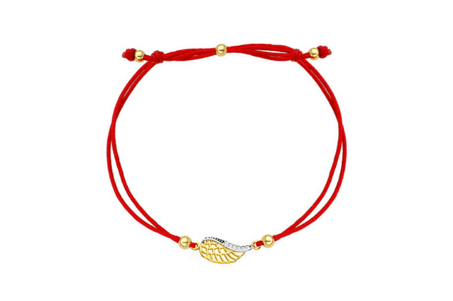 złota bransoletka sznurkowa skrzydło